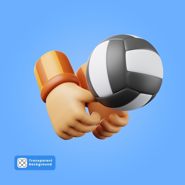 3d illustrazione della mano che colpisce pallavolo