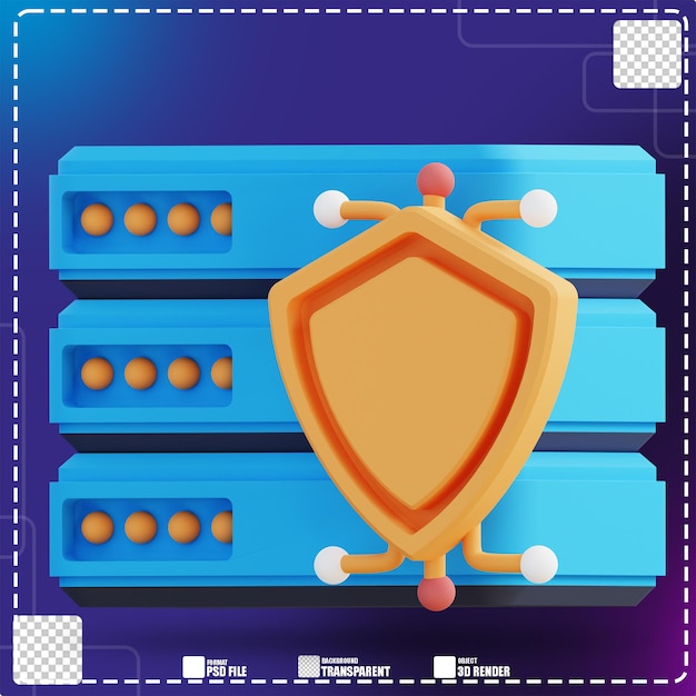 3d illustrazione della sicurezza dei dati del server 3