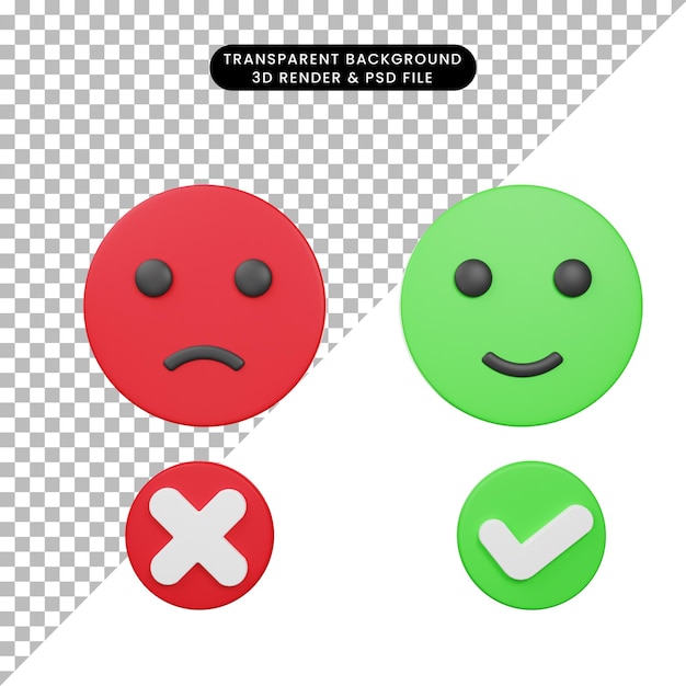 3d illustrazione della valutazione feedback checklist faccia 3d rendering