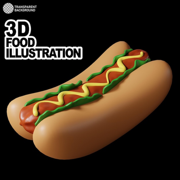 3d illustrazione di hot dog