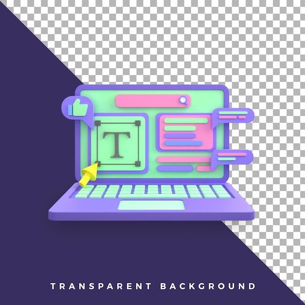 3d illustrazione laptop articolo web ui ux icona oggetto isolato alta qualità