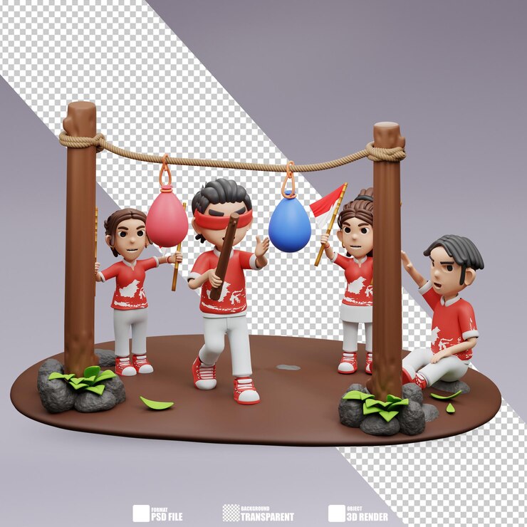 PSD 3d illustrazione lomba pukul balon