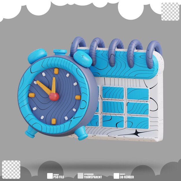 3d illustrazione orologio e calendario 3