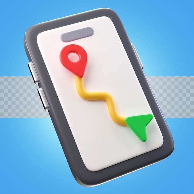 3d illustrazione telefono cellulare con mappe gps