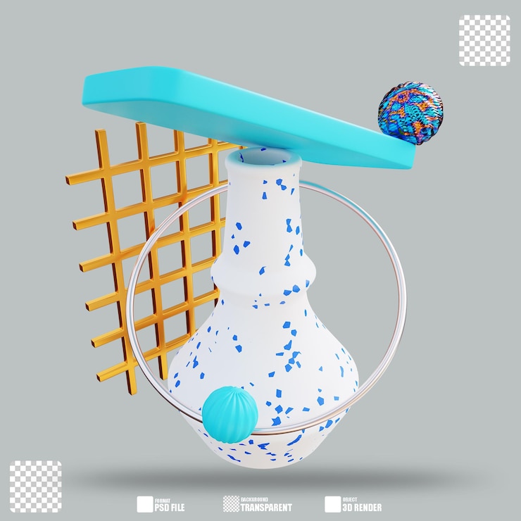 PSD 3d illustrazione vaso di fiori 2