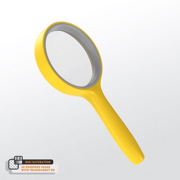 3D illustrierte Symbol Lupe, Isolated on White