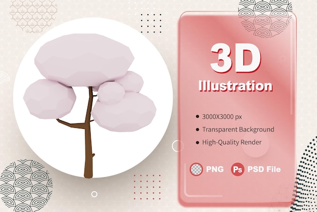 PSD 3d ilustração japão sakura