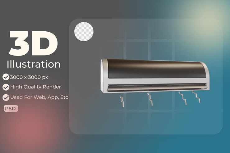 PSD 3d ilustração objeto ícone condicionador de ar pode ser usado para web app info gráfico etc