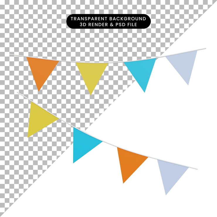 3D ilustração simples objeto carnaval bandeira