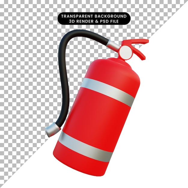 PSD 3d ilustração simples objeto extintor de incêndio