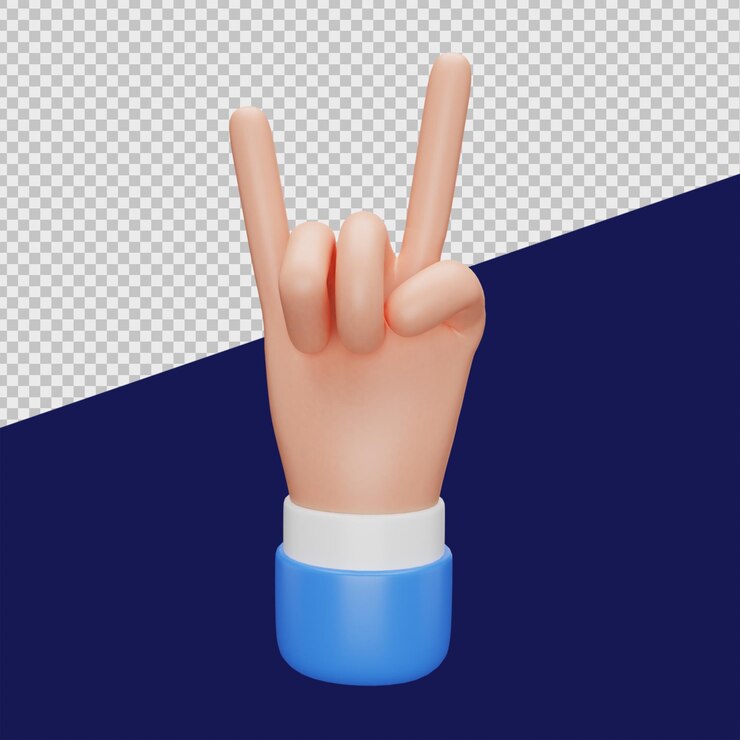 PSD 3d ilustrace gesta rohy rukama