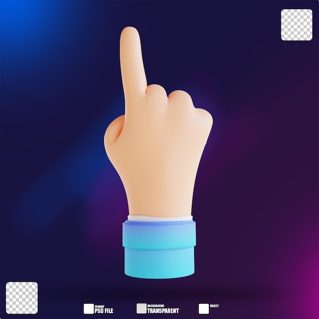 3D ilustrace gesto ruky pozornost 3