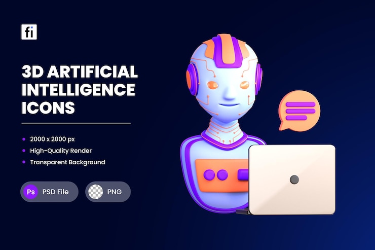 PSD 3d ilustrace ikony – ai chatbot