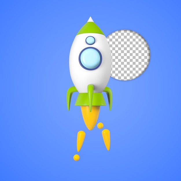 3D ilustrace ikony izolované vesmírné rakety