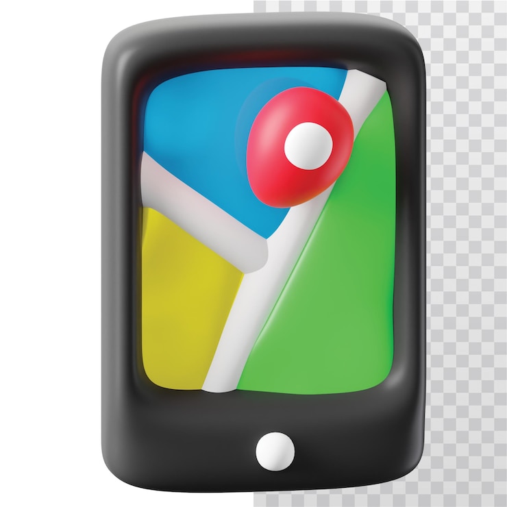 PSD 3d ilustrace ikony mobilní mapy