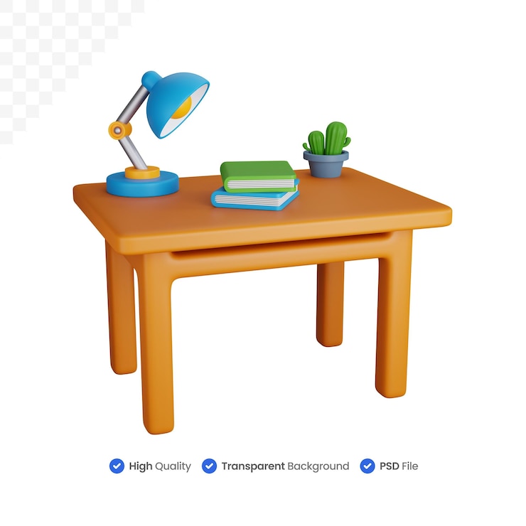 PSD 3d ilustrace ikony studijní stůl