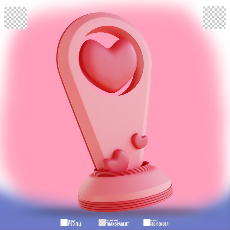 PSD 3d ilustración amor ubicación 2