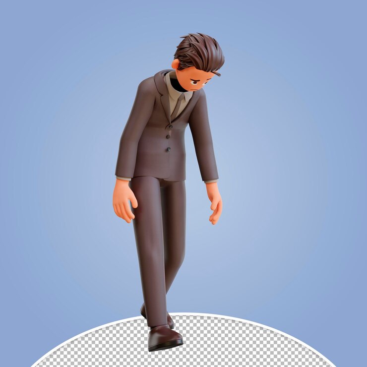 PSD 3d ilustración bussinesman caminar cojeando