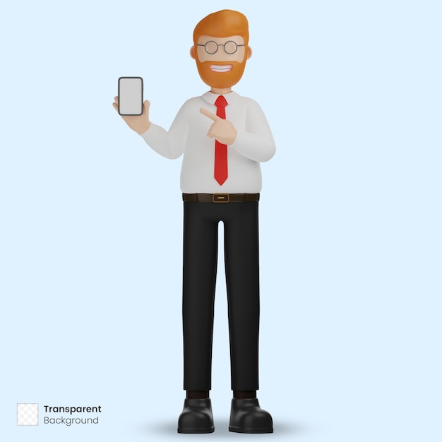 3d ilustración empresario sosteniendo teléfono
