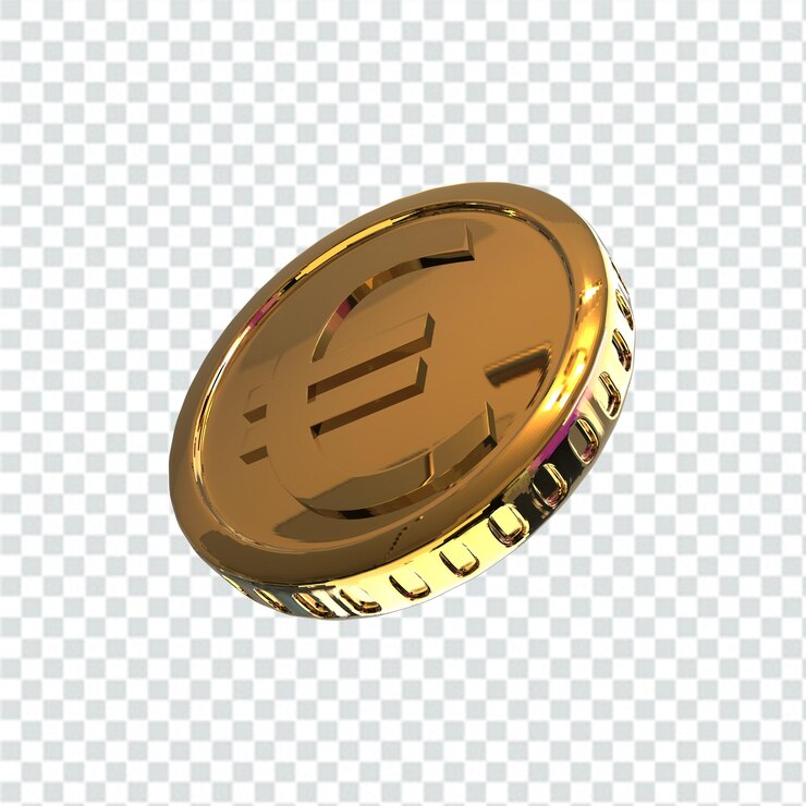 PSD 3d ilustración euro moneda icono dinero 3d render