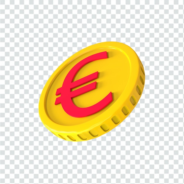 PSD 3d ilustración euro moneda icono dinero 3d render