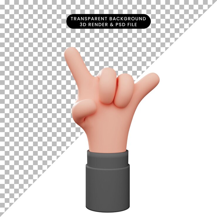 PSD 3d ilustración de gesto mano metal
