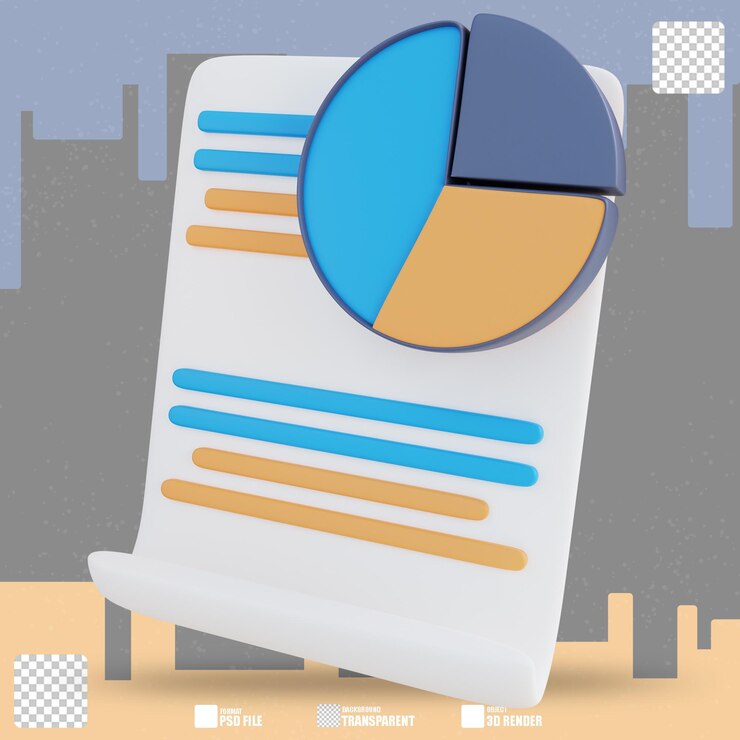 PSD 3d ilustración gráfico circular documento 3