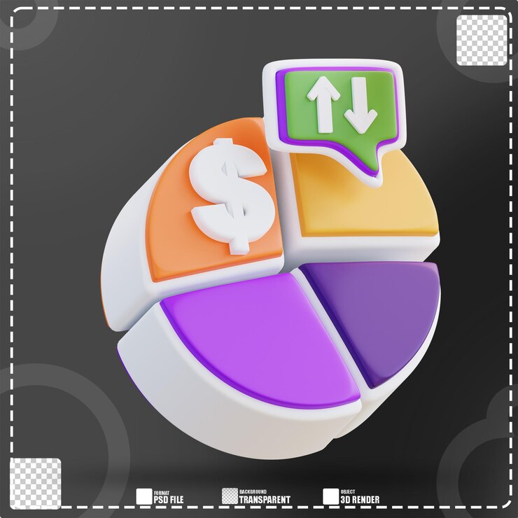 PSD 3d ilustración gráfico circular porcentaje financiero 3