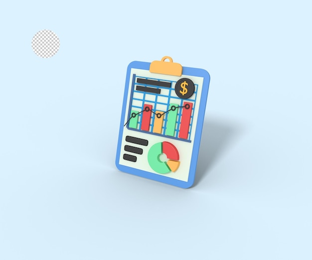 3d ilustración de un informe financiero empresarial