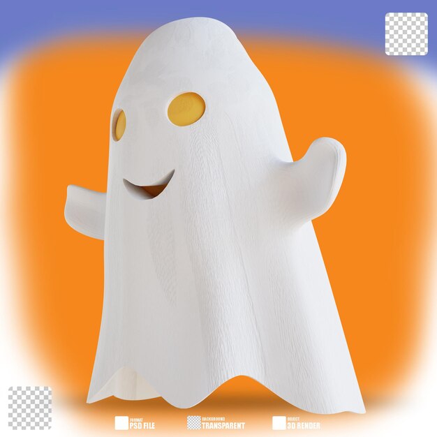 PSD 3d ilustración lindo fantasma 4