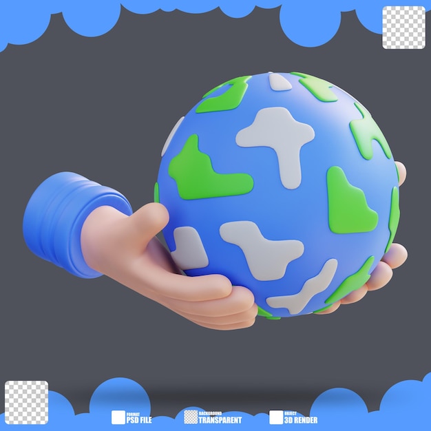 3d ilustración mano sosteniendo globo 2