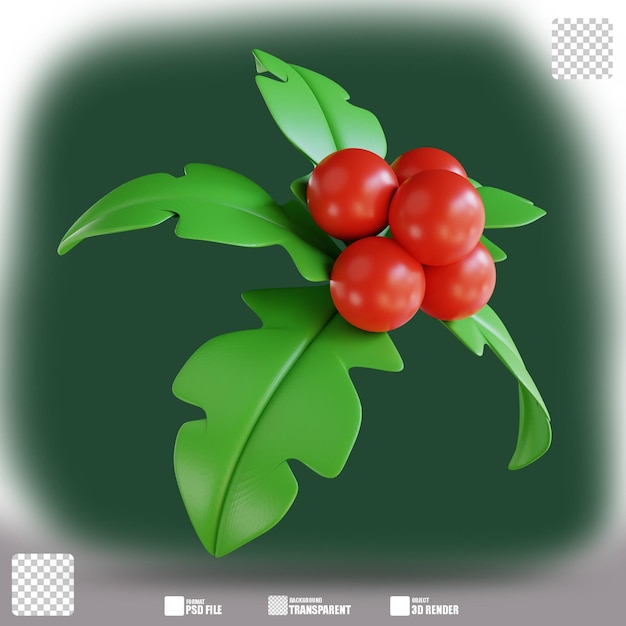 PSD 3d ilustración navidad acebo