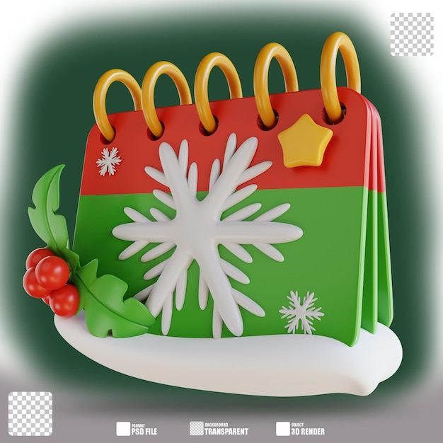 PSD 3d ilustración navidad calendario 2