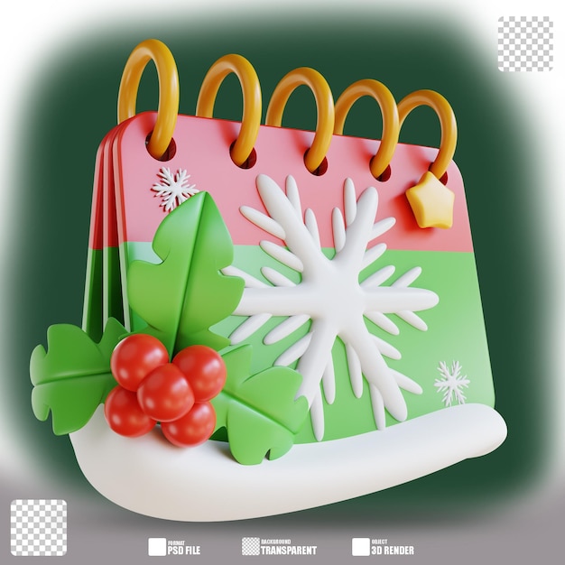 PSD 3d ilustración navidad calendario 3