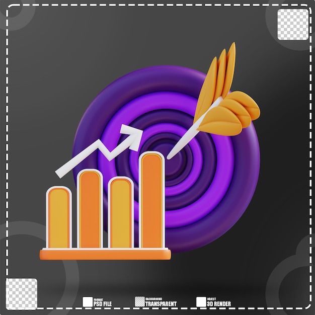 3d ilustración negocio objetivo financiero 2