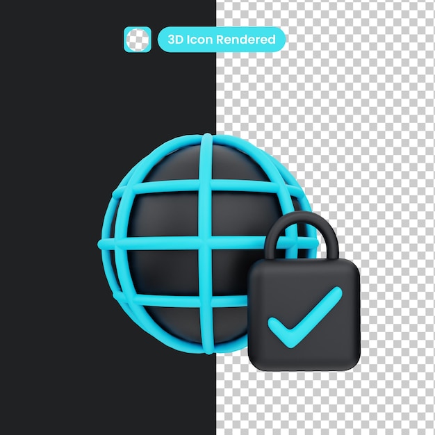 PSD 3d ilustración objeto de red segura