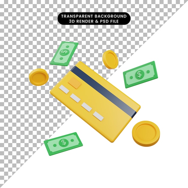 3d ilustración pago icono tarjeta de crédito dorada 3d render