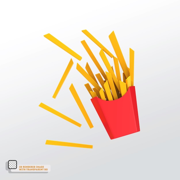 3d ilustración papas fritas icono aislado