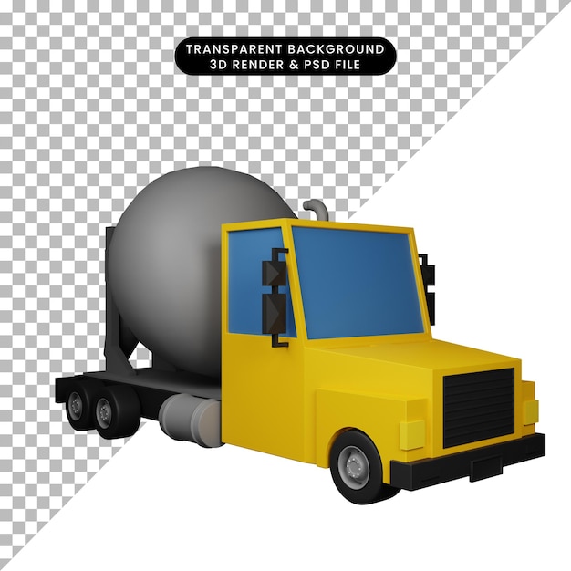 PSD 3d ilustración renderizado icono vehículo transporte 3d render stlye