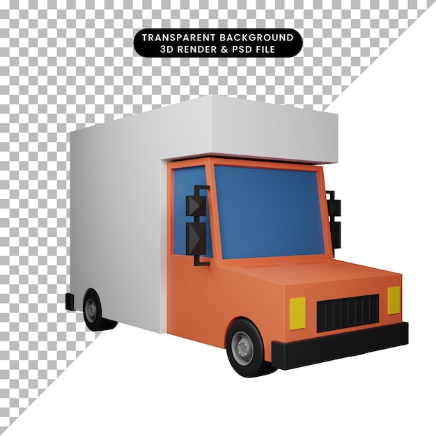 PSD 3d ilustración renderizado icono vehículo transporte 3d render stlye