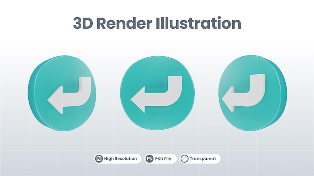 PSD 3d ilustración señal de tráfico o icono de flecha de flecha abajo a la derecha