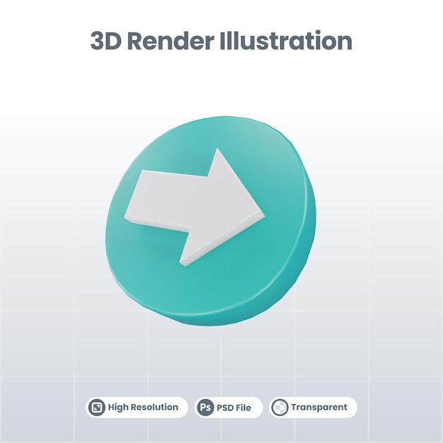 3d ilustración señal de tráfico o icono de flecha de flecha derecha