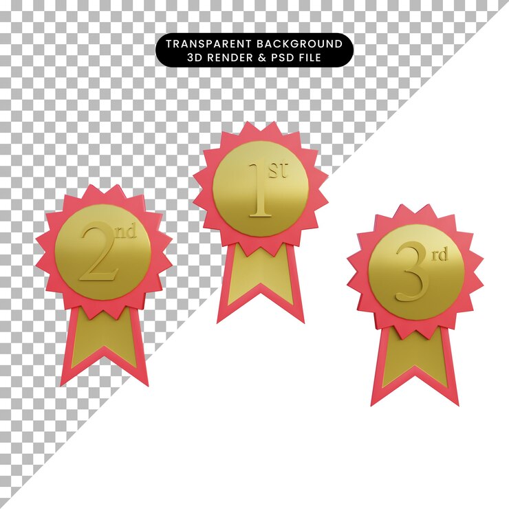PSD 3d ilustración simple objeto medallas honor