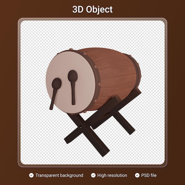 PSD 3d ilustración tambor adornos islámicos