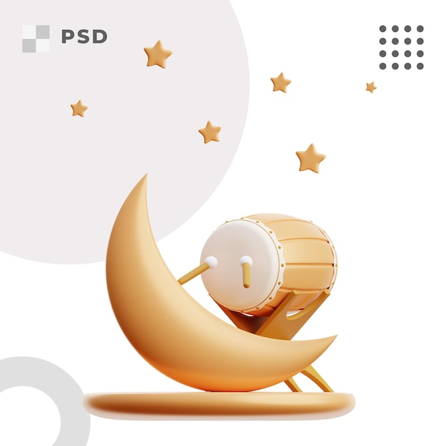 PSD 3d ilustración de tambor ramadan kareem arquitectura islámica