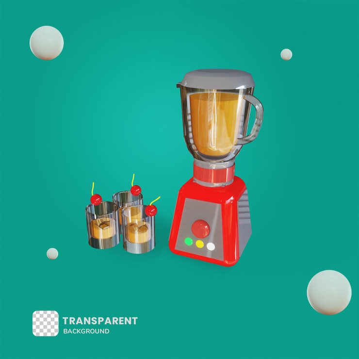 PSD 3d-ilustration manggo-saft-blander-objekt