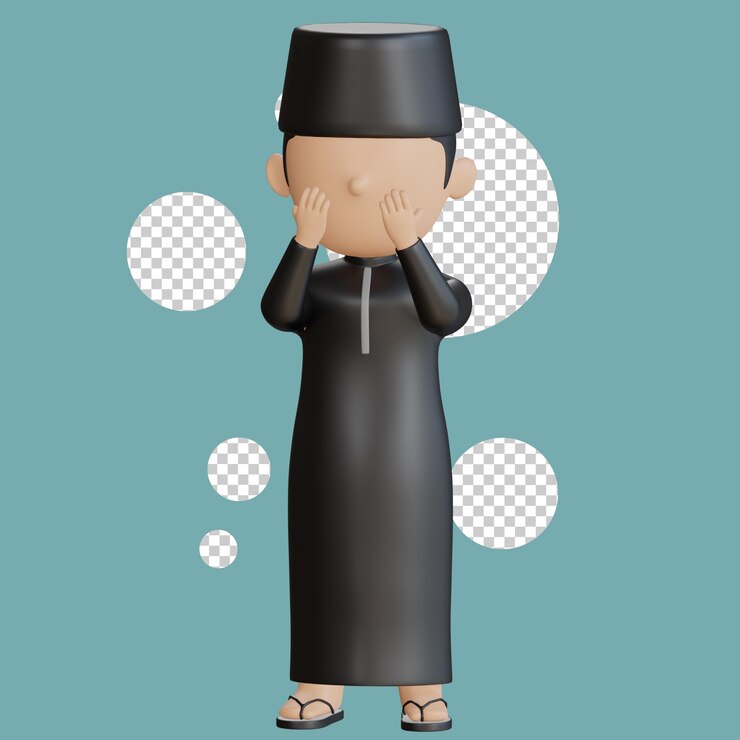 PSD 3d ilustration muslim male pose 013
