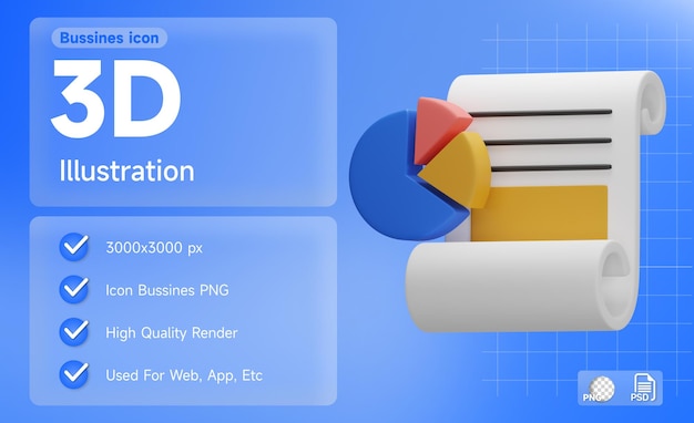 3D-Ilustrationsstatistiken für Unternehmen und Finanzen