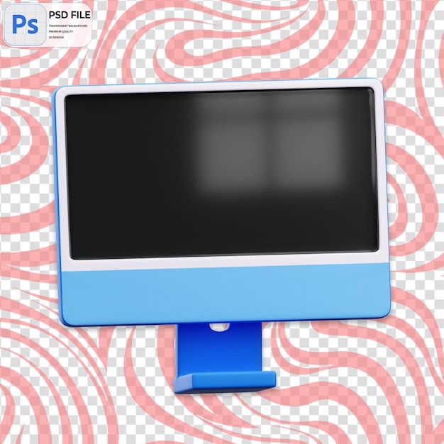 PSD 3d-imac-monitor mit knopf-render-illustration-symbol isoliertes png