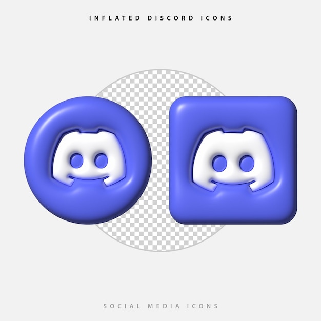 3d inflated blue white inflatable free discord logo social media networking circular icons isolated
